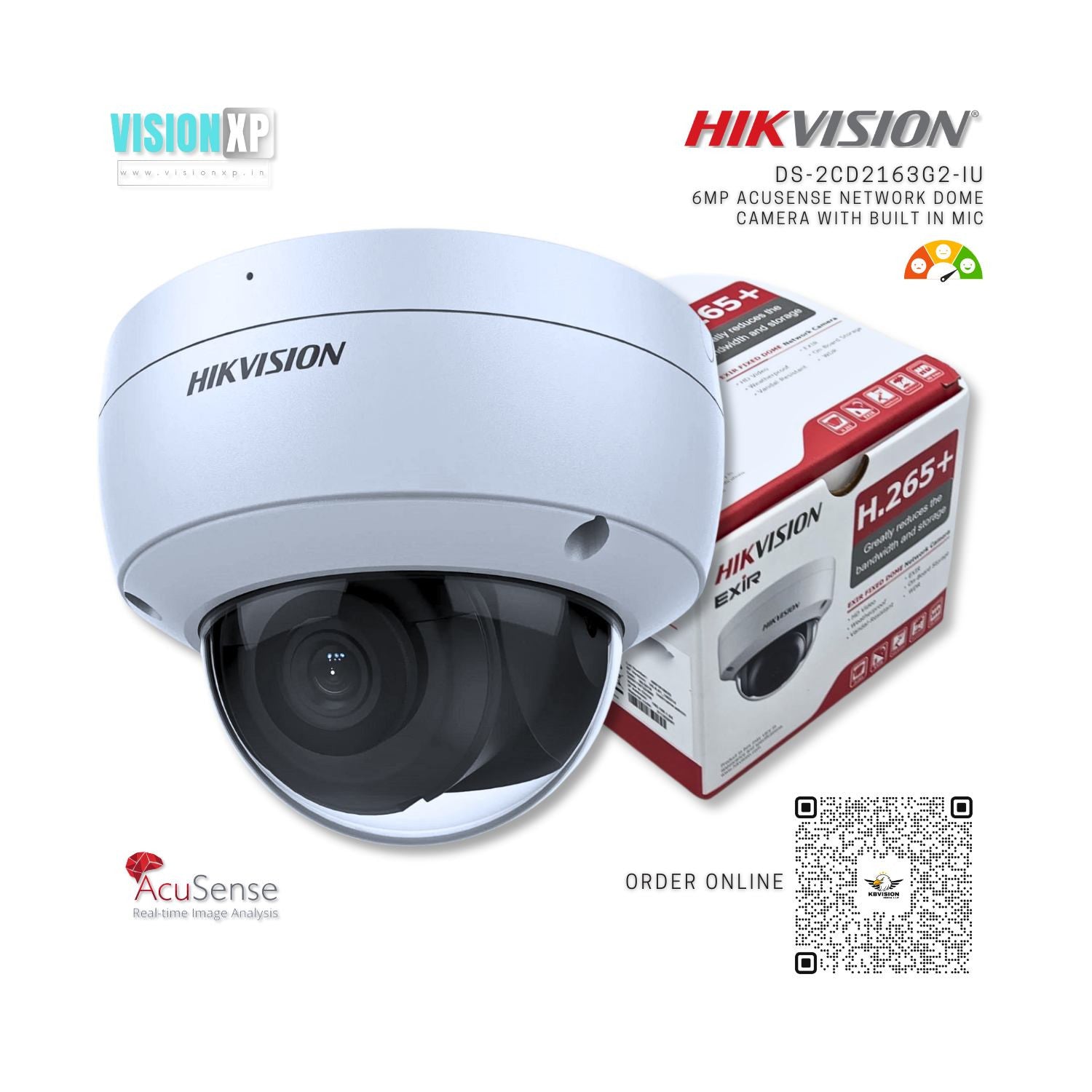 Hikvision DS-2CD2163G2-IU 6MP AcuSense with Mic Network Dome Camera Hikvision DS-2CD2163G2-IU 6MP AcuSense with Mic Network Dome Camera